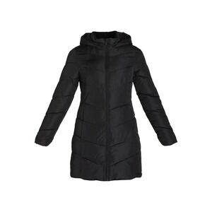 Big Chill Womens Puffer Jacket Size L Black Chevron Quilted Insulated Coat Zip